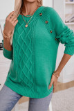 Button Top Twisted Flower Knitted Sweater