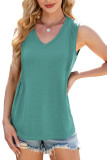 V-Neck Loose Sleeveless Solid Color Vest 