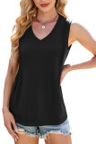 V-Neck Loose Sleeveless Solid Color Vest 