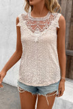 Solid Color Hollow Lace Round Neck Bohemia Shirt