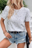 Solid Color Short Sleeved Sequined T-Shirt