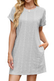 Solid Color Loose Short Sleeved Pocket Dress
