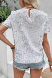 Solid Color Short Sleeved Sequined T-Shirt