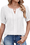 Loose Bubble Sleeve Jacquard T-Shirt
