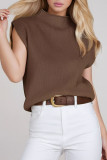 Solid Color High Neck Vest Sleeveless Sweater