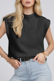 Solid Color High Neck Vest Sleeveless Sweater