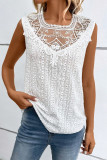 Solid Color Hollow Lace Round Neck Bohemia Shirt