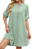 Solid Color Loose Button Shirt Dress