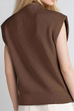 Solid Color High Neck Vest Sleeveless Sweater