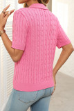 Short Sleeved Lapel V-Neck Knitted Sweater