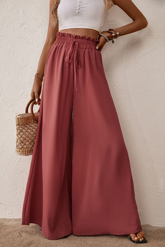 Horn Casual Elastic Wide Leg Pants