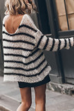 Round Neck Striped Loose Long Sleeved Sweater