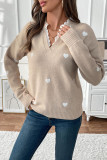 Valentine's Day V-Neck Heart Printed Sweater