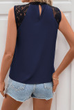 Lace Sleeveless Half High Collar Shirt