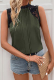 Lace Sleeveless Half High Collar Shirt