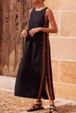 Sleeveless Round Neck Solid Color Dress
