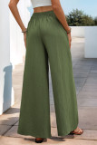 Elastic Waist Casual Green Wide Leg Pants