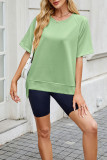 Round Neck Short Sleeved Sweatshirt