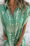 Loose Short Sleeved Cotton Linen Shirt Dress