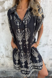 Loose Short Sleeved Cotton Linen Shirt Dress