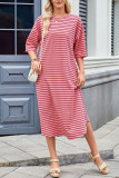 Short Sleeved Casual Striped Dress