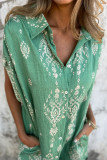 Loose Short Sleeved Cotton Linen Shirt Dress