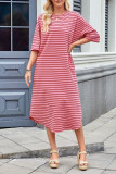 Short Sleeved Casual Striped Dress