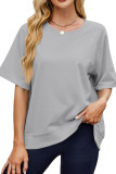 Round Neck Short Sleeved Sweatshirt
