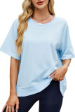 Round Neck Short Sleeved Sweatshirt