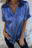 Casual Loose Gold Foil Short Sleeved Lapel Shirt