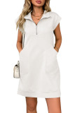 Lapel Zipper Pocket Loose Straight Dress