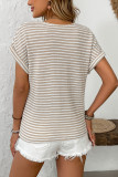 Knitted V-Neck Button Short Sleeved Shirt