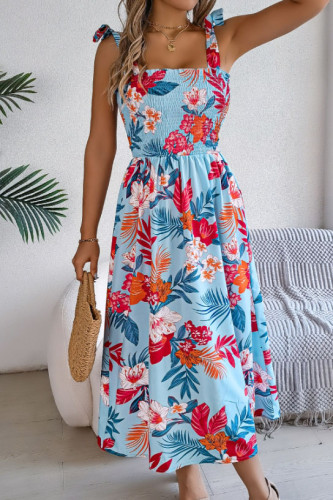 Flower Print Beach Sleeveless Dress