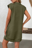 Lapel Zipper Pocket Loose Straight Dress