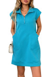 Lapel Zipper Pocket Loose Straight Dress