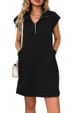 Lapel Zipper Pocket Loose Straight Dress