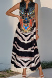 V-Neck Retro Animal Print Sleeveless Dress
