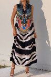 V-Neck Retro Animal Print Sleeveless Dress