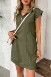 Lapel Zipper Pocket Loose Straight Dress