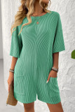 Back V-Neck Short Sleeved Jumpsuit