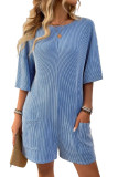 Back V-Neck Short Sleeved Jumpsuit