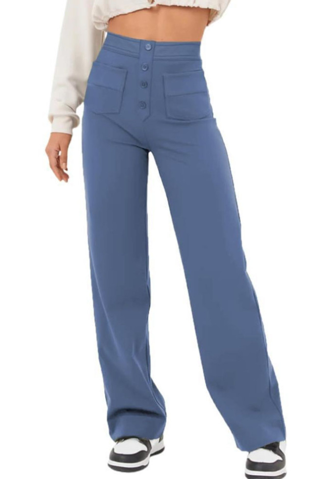 High Waisted Elastic Straight Leg Pants