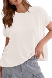 Round Neck Short Sleeved Stripe Knitted T-Shirt