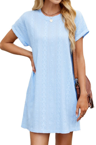 Round Neck Pocket Short Sleeved Loose Dress