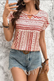 Geometric Printed Round Neck Short Sleeved Shirt