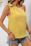 Summer Bow Slanted Shoulder Sleeveless Shirt