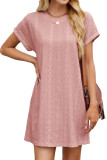 Round Neck Pocket Short Sleeved Loose Dress