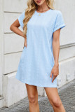 Round Neck Pocket Short Sleeved Loose Dress