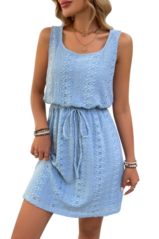 Square Neck Hollow Out Sleeveless Dress