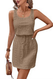 Square Neck Hollow Out Sleeveless Dress